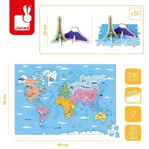 Janod Puzzle edukacyjne z figurkami 3D Cuda świata 350 elementów 7 + Janod Puzzle edukacyjne z figurkami 3D Cuda świata 350 elementów 7 +