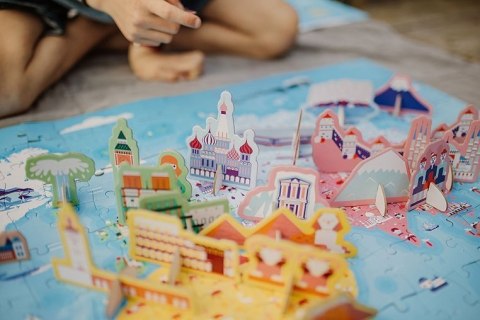 Janod Puzzle edukacyjne z figurkami 3D Cuda świata 350 elementów 7 + Janod Puzzle edukacyjne z figurkami 3D Cuda świata 350 elementów 7 +