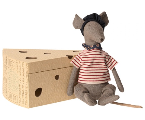 Maileg Rat in cheese box - Grey