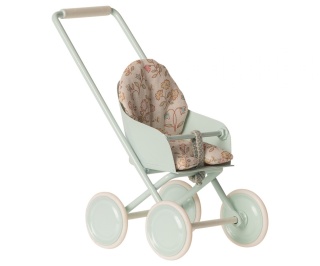 Maileg Wózek spacerówka - Stroller, Micro - Sky blue