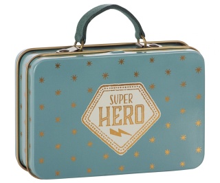 Maileg Pudełeczko - Metal Suitcase. Blue. Gold stars