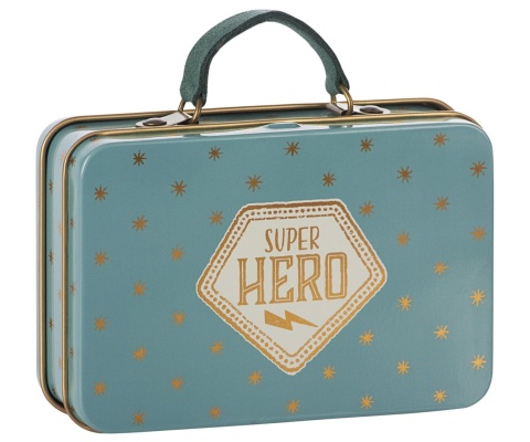 Maileg Pudełeczko - Metal Suitcase. Blue. Gold stars