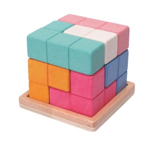 Drewniana kostka Tetris Adam Toys - 7 kolorowych klocków