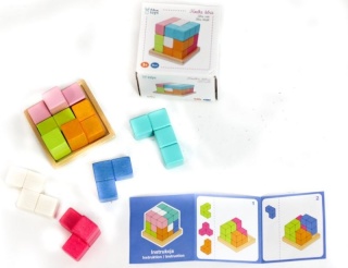 Drewniana kostka Tetris Adam Toys - 7 kolorowych klocków