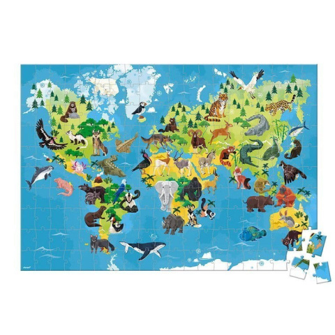 JANOD Puzzle edukacyjne z figurkami 3D Zagrożone gatunki 200 el. 6+ JANOD Puzzle edukacyjne z figurkami 3D Zagrożone gatunki 200 el. 6+