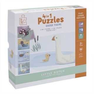 Little Dutch Puzzle Gąski 4 rodzaje zwierzątek Little Goose