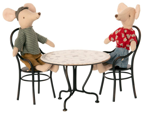 MAILEG Dining table set w. 2 chairs, Stolik z 2 krzesłami MAILEG Dining table set w. 2 chairs, Stolik z 2 krzesłami