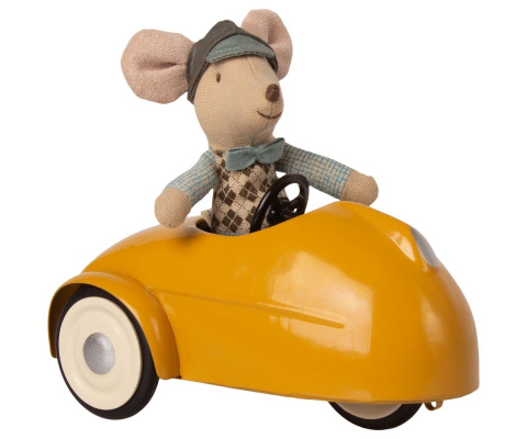 Myszka w żółtym samochodzie, garaż / MAILEG Mouse car w. garage - Yellow, Myszka w żółtym samochodzie, garaż / MAILEG Mouse car w. garage - Yellow,