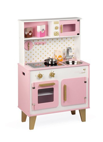JANOD Duża kuchnia drewniana z dźwiękiem i 6 akcesoriami Candy Chic JANOD Duża kuchnia drewniana z dźwiękiem i 6 akcesoriami Candy Chic
