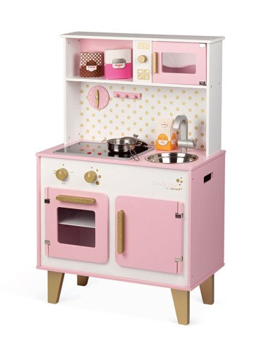 JANOD Duża kuchnia drewniana z dźwiękiem i 6 akcesoriami Candy Chic JANOD Duża kuchnia drewniana z dźwiękiem i 6 akcesoriami Candy Chic