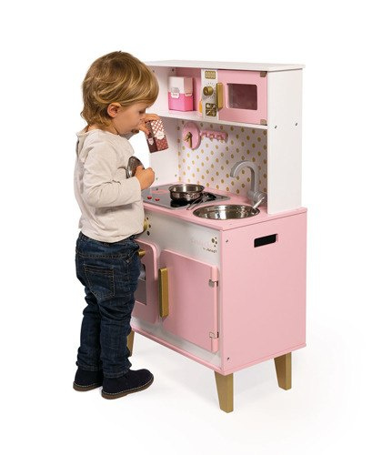 JANOD Duża kuchnia drewniana z dźwiękiem i 6 akcesoriami Candy Chic JANOD Duża kuchnia drewniana z dźwiękiem i 6 akcesoriami Candy Chic