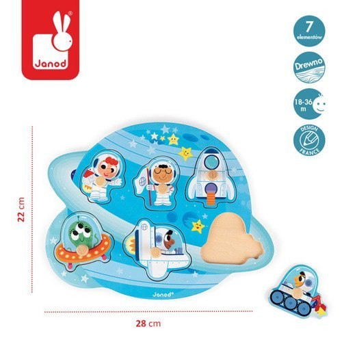 JANOD Puzzle drewniane Wesoły Kosmos JANOD Puzzle drewniane Wesoły Kosmos