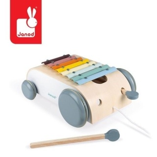 Drewniany wózek - cymbałki do ciągnięcia Janod Sweet Cocoon - 8 tonów