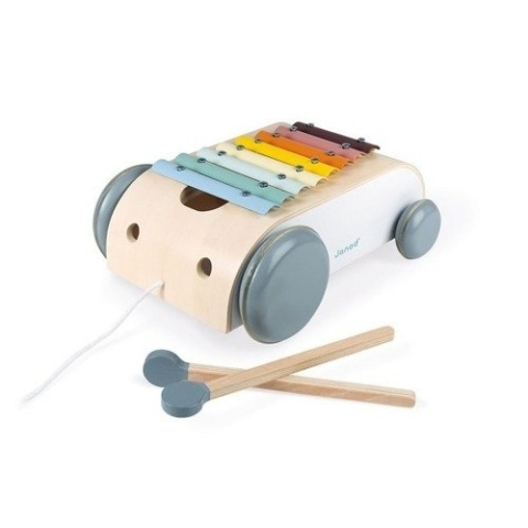 Drewniany wózek - cymbałki do ciągnięcia Janod Sweet Cocoon - 8 tonów