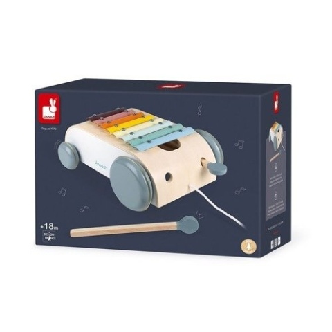 Drewniany wózek - cymbałki do ciągnięcia Janod Sweet Cocoon - 8 tonów