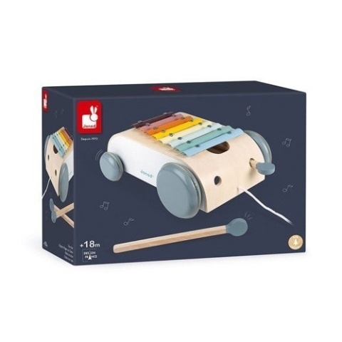 Drewniany wózek - cymbałki do ciągnięcia Janod Sweet Cocoon - 8 tonów