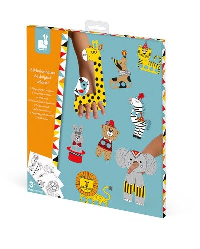 JANOD Zestaw kreatywny Papierowe marionetki na palce Cyrkowe zwierzęta 3+