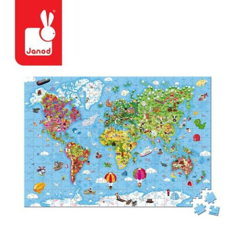 JANOD Puzzle w walizce Ogromna mapa świata 300 elementów 7+ JANOD Puzzle w walizce Ogromna mapa świata 300 elementów 7+