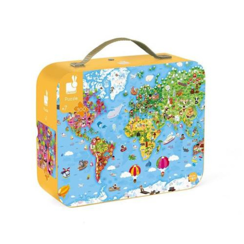JANOD Puzzle w walizce Ogromna mapa świata 300 elementów 7+ JANOD Puzzle w walizce Ogromna mapa świata 300 elementów 7+