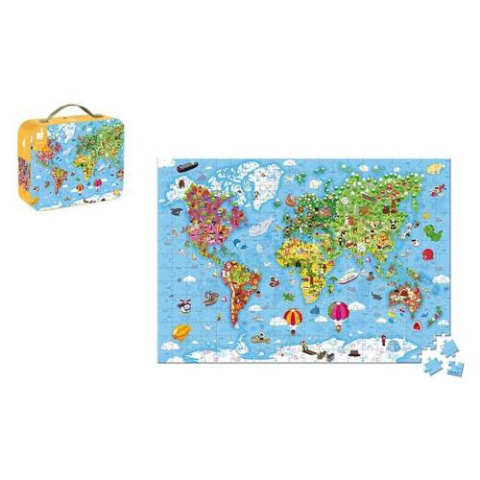 JANOD Puzzle w walizce Ogromna mapa świata 300 elementów 7+ JANOD Puzzle w walizce Ogromna mapa świata 300 elementów 7+