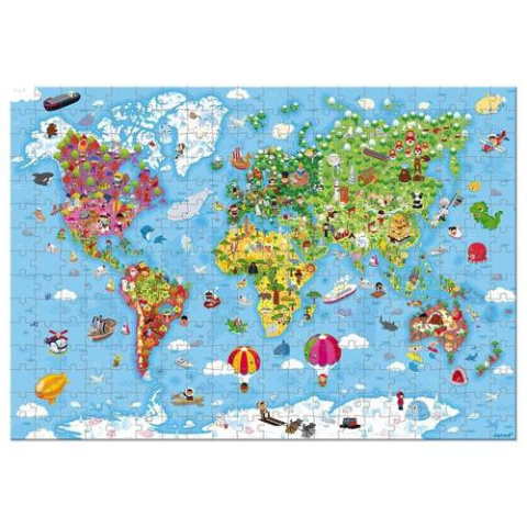 JANOD Puzzle w walizce Ogromna mapa świata 300 elementów 7+ JANOD Puzzle w walizce Ogromna mapa świata 300 elementów 7+