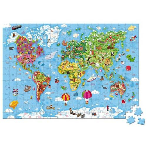 JANOD Puzzle w walizce Ogromna mapa świata 300 elementów 7+ JANOD Puzzle w walizce Ogromna mapa świata 300 elementów 7+
