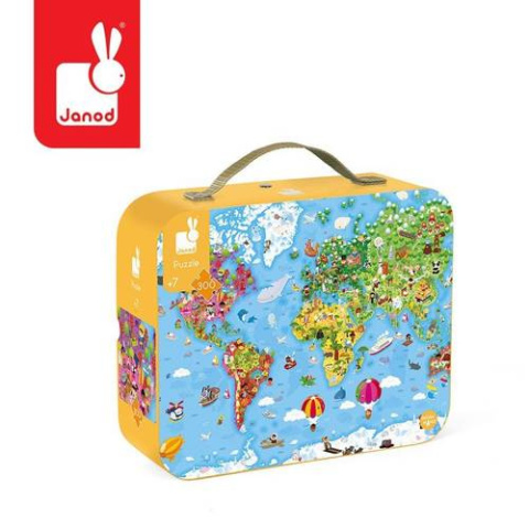 JANOD Puzzle w walizce Ogromna mapa świata 300 elementów 7+ JANOD Puzzle w walizce Ogromna mapa świata 300 elementów 7+