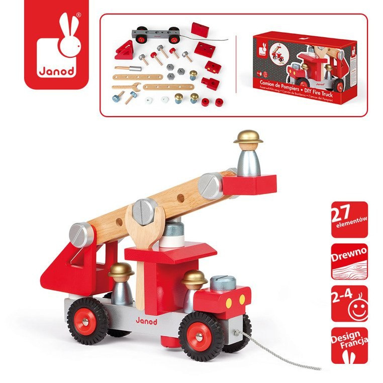 manustore.pl JANOD Wóz strażacki do składania drewniany duży manustore.pl JANOD Wóz strażacki do składania drewniany duży