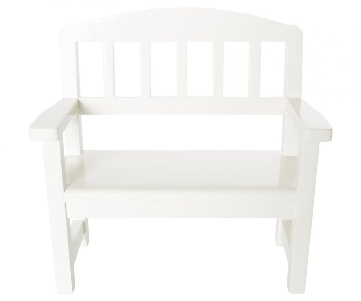 MAILEG Wooden Bench, Off White, ławkal biała MAILEG Wooden Bench, Off White, ławkal biała