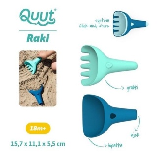 Zestaw łopatka Raki Dark Blue i grabki Vintage Blue Quut