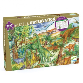 DJECO Puzzle Dinozaury z książeczką 100 el.