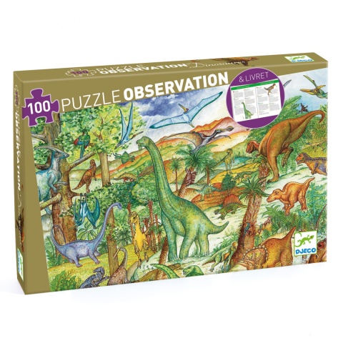 DJECO Puzzle Dinozaury z książeczką 100 el.