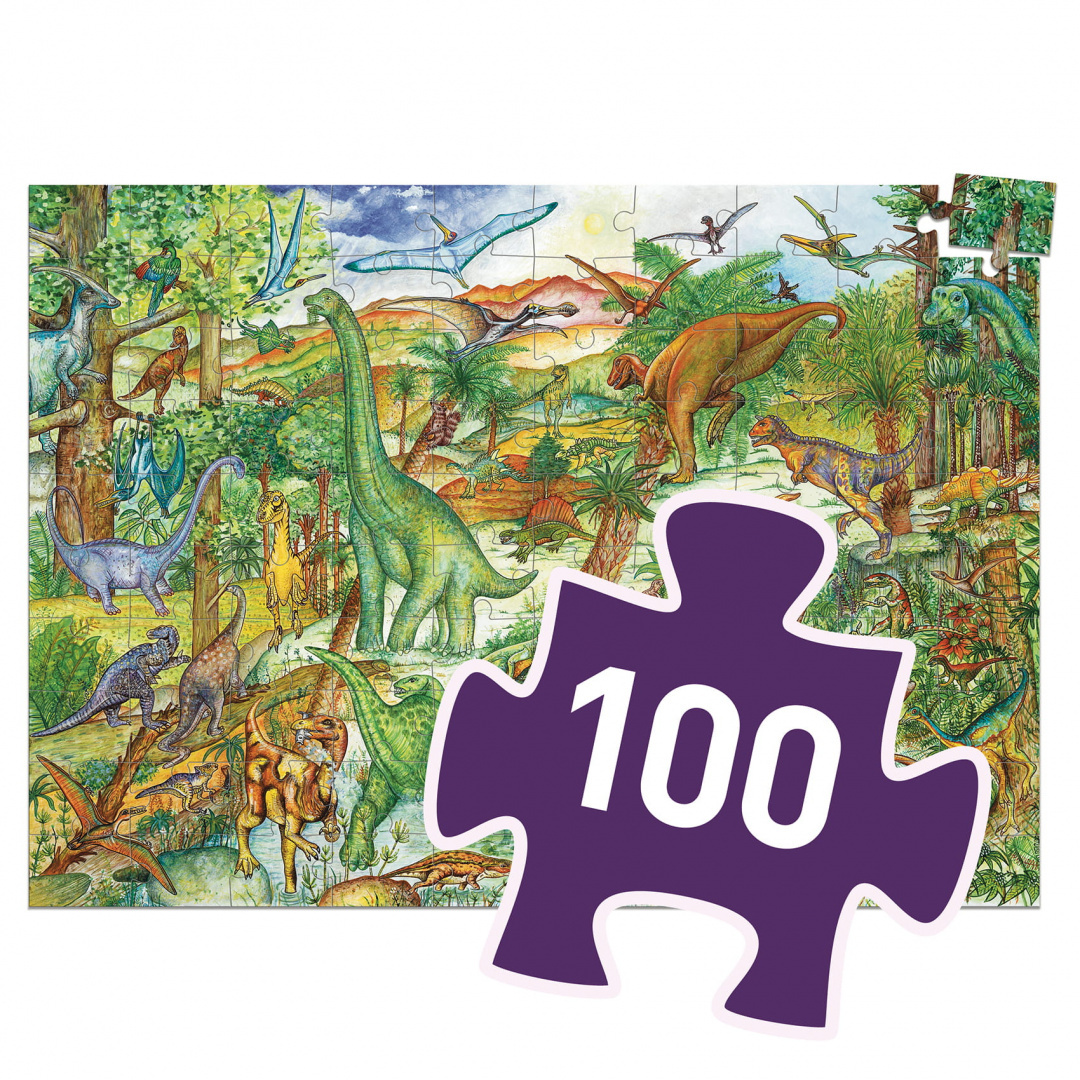DJECO Puzzle Dinozaury z książeczką 100 el. DJECO Puzzle Dinozaury z książeczką 100 el.