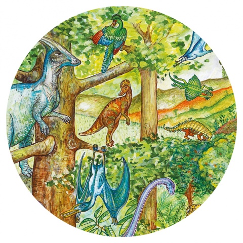 DJECO Puzzle Dinozaury z książeczką 100 el.