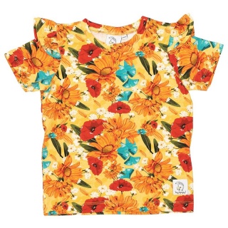 HEY POPINJAY Bluzka krótki rękaw z falbankami YELLOW MEADOW