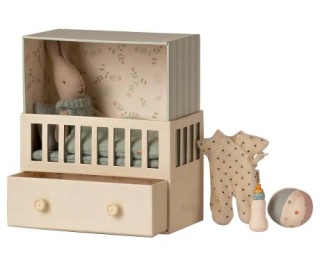 MAILEG Baby room w. Micro rabbit, Micro króliczek w łóżeczku