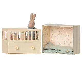 MAILEG Baby room w. Micro rabbit, Micro króliczek w łóżeczku