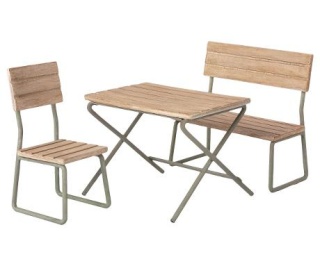 MAILEG Zestaw ogrodowy stół krzesło ławka, Garden set, Table w. chair and bench