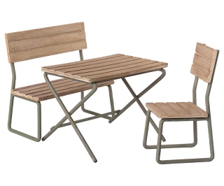 MAILEG Zestaw ogrodowy stół krzesło ławka, Garden set, Table w. chair and bench