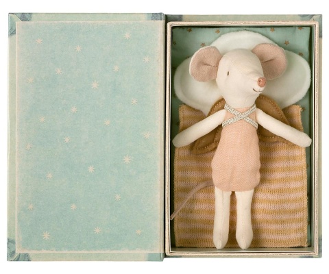MAILEG Myszka Starsza Siostra Aniołek w pudełku książce - Angel Stories, Big sister mouse in book