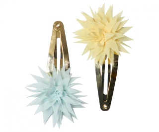 MAILEG Spinki Dahlia Flower, Lemon & IceMint 2 szt