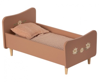 MAILEG Drewniane łóżko różowe, Wooden bed, Mini - Rose