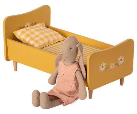 MAILEG Drewniane łóżko żołte, Wooden bed, Mini - Yellow MAILEG Drewniane łóżko żołte, Wooden bed, Mini - Yellow