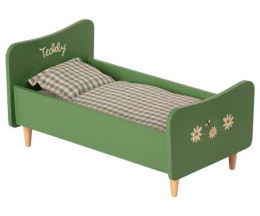 MAILEG Drewniane łóżko Teddy Dad, Wooden bed, Teddy dad - Dusty green