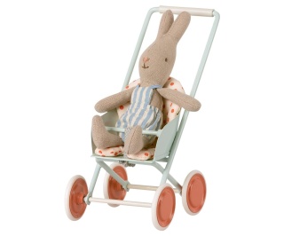 MAILEG Wózek spacerowy niebieski - Stroller, Micro - Sky blue