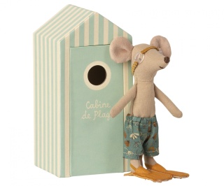 MAILEG Myszka starszy brat z kabiną plażową - Beach mice, Big brother in Cabin de Plage