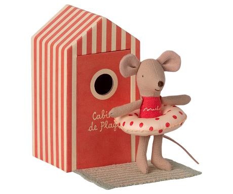 MAILEG Myszka Młodsza siostra z kabiną plażową - Beach mice, Little sister in Cabin de Plage