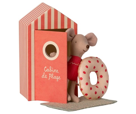 MAILEG Myszka Młodsza siostra z kabiną plażową - Beach mice, Little sister in Cabin de Plage
