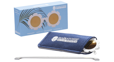BABIATORS Okulary przeciwsłoneczne 3-5 lat z polaryzacją Blue Series - The Daisy White Flower ze złotymi soczewkami BABIATORS Okulary przeciwsłoneczne 3-5 lat z polaryzacją Blue Series - The Daisy White Flower ze złotymi soczewkami