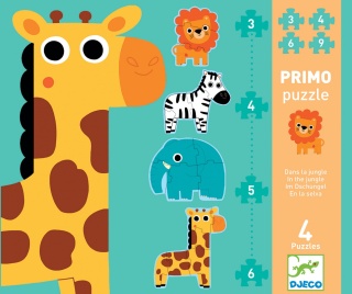 DJECO Puzzle progresywne Dżungla 3/4/5/6 elementów